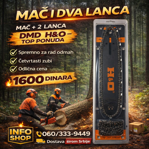 Set mač i dva lanca 40cm 32 zuba - 325 korak za motorne TESTERE